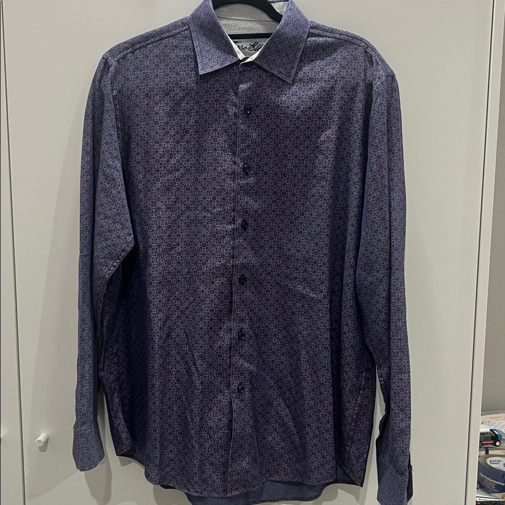 Tasso Elba Men's Burgundy Geometric Shirt